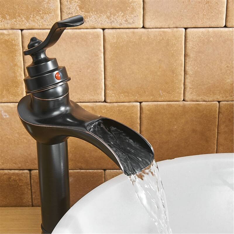 Waterfall Bathroom Vessel Faucet With Drain Assembly Single Handle Bathroom Vessel Sink Faucets One Hole High Taps With Valve