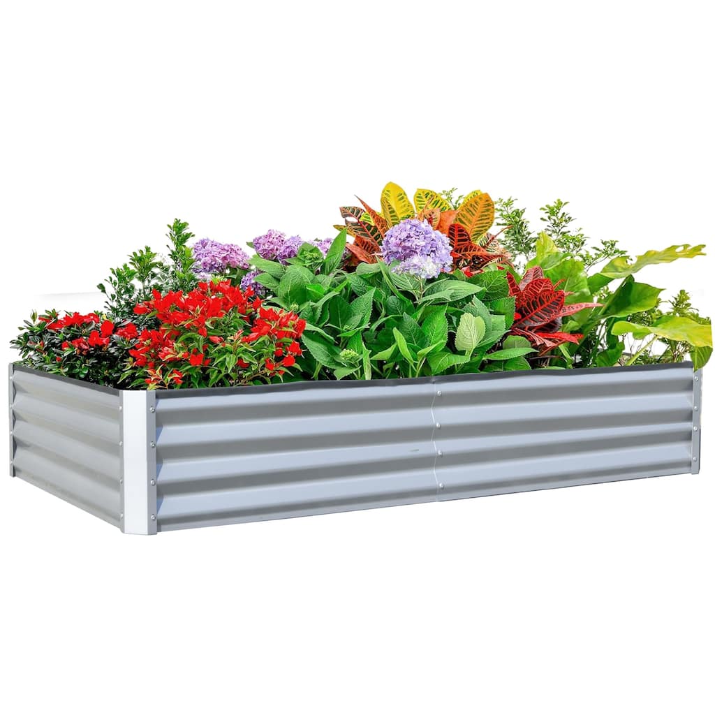 Modern Garden Bed Large Metal Planter with Open Ended Base Support Rods, for Gardening Vegetables Fruits Flowers - 8' x 10'