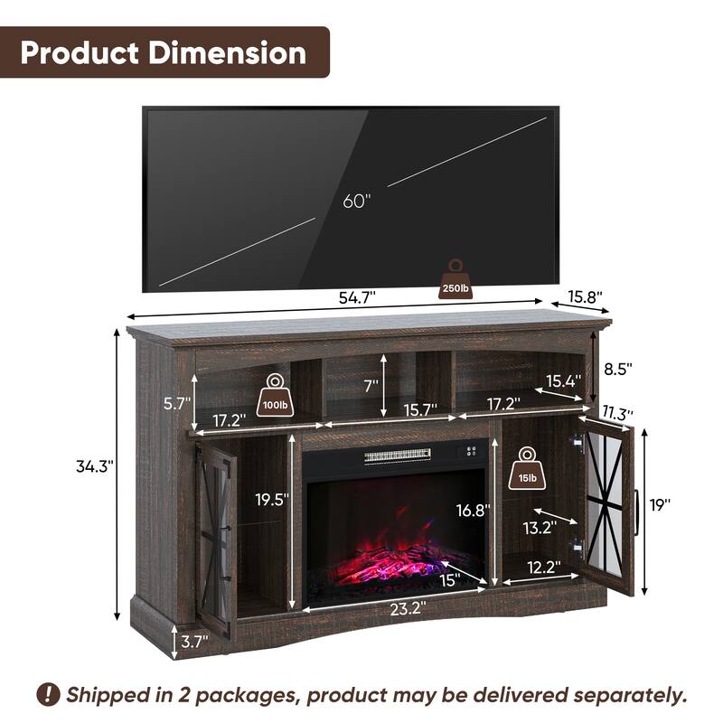 Royalcraft Royalcraft 55'' Retro Media Console with LED Light