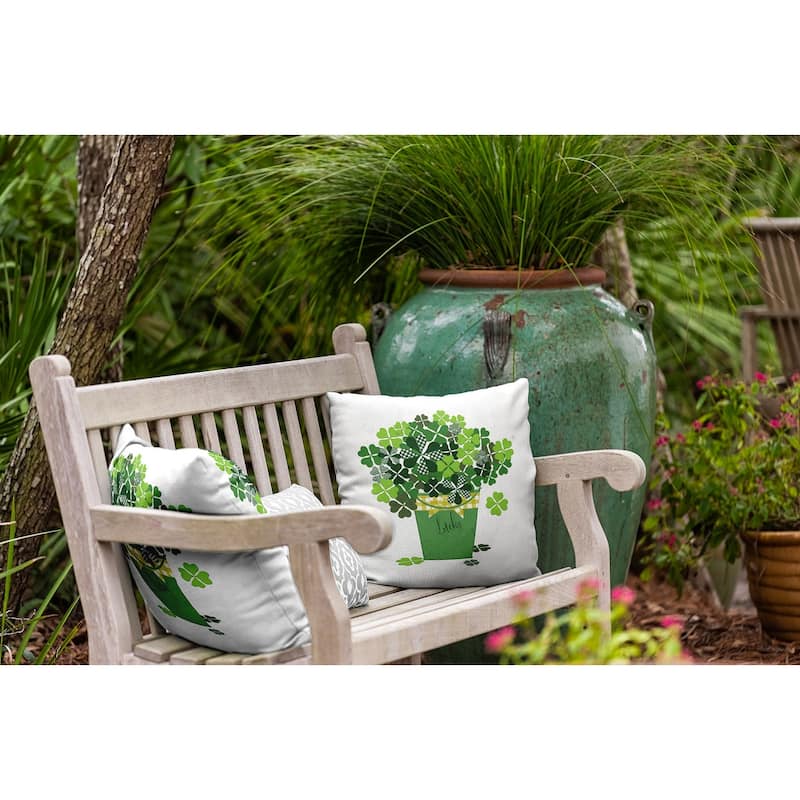 Bucket of Shamrocks Indoor/Outdoor Throw Pillow