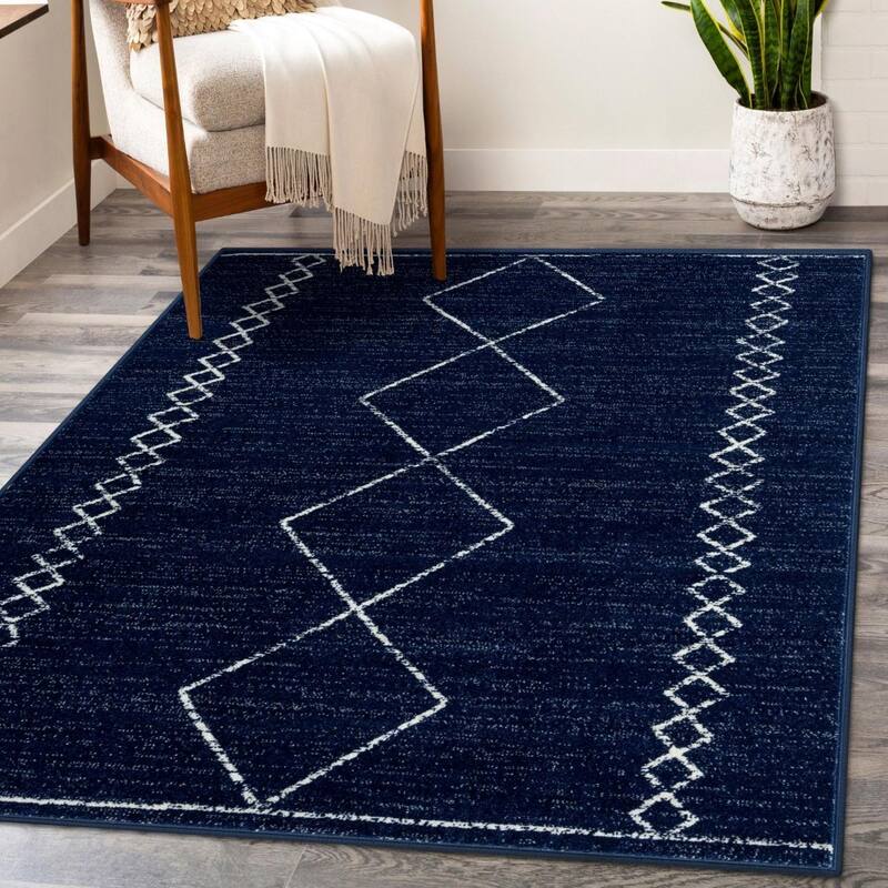 Luxe Weavers Boho Moroccan Geometric Area Rug - 8' x 10' - Navy