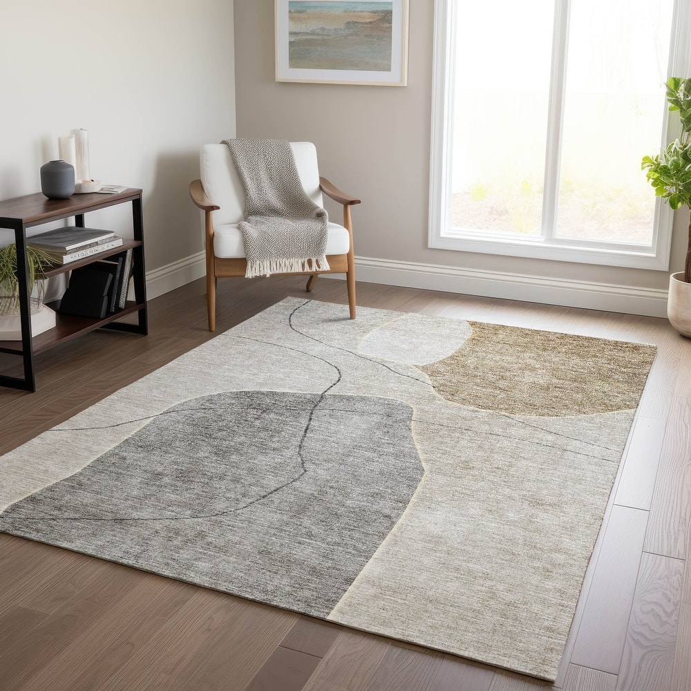 Machine Washable Indoor/ Outdoor Chantille Abstract Contemporary Rug