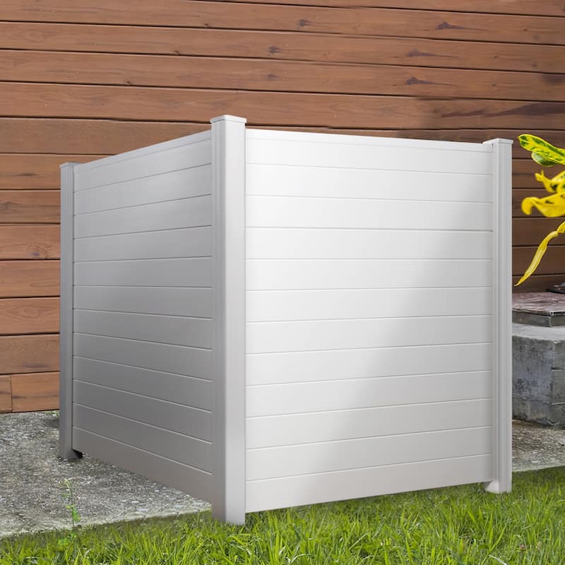 Privacy Screen Outdoor Privacy Fence Panels for Air Conditioner and Trash Can (2 Panels-White)