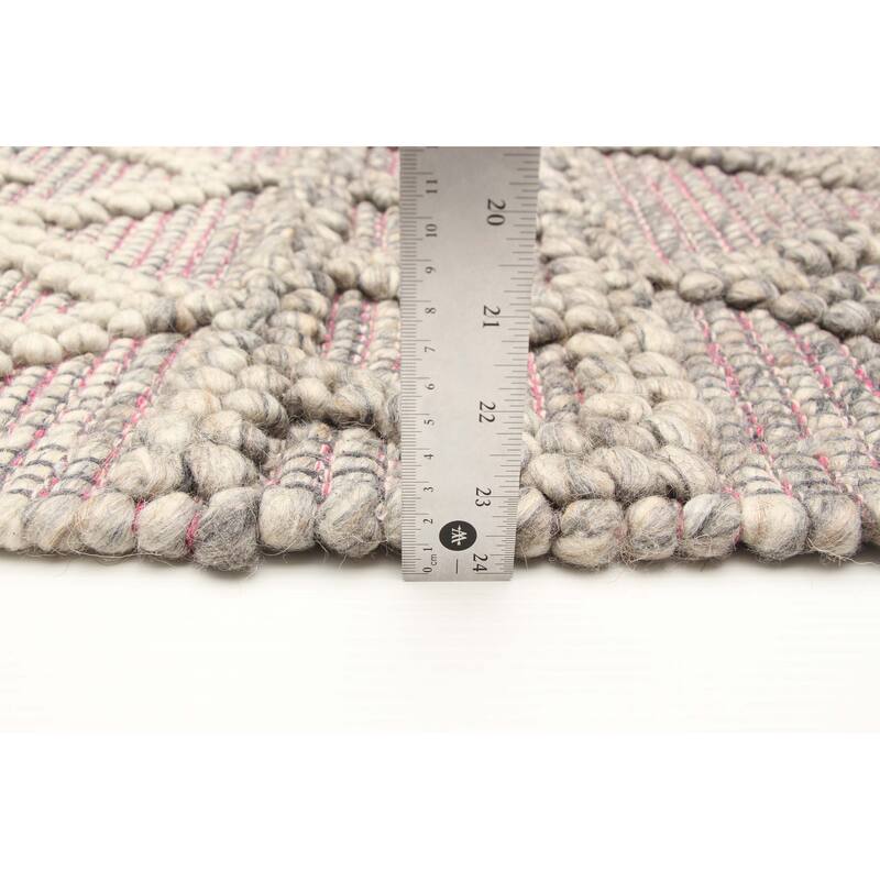 ECARPETGALLERY Braid weave Sienna Grey Wool Rug - 5'1 x 7'6
