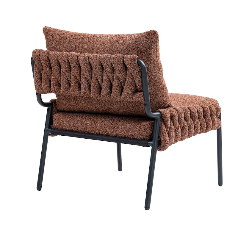 Fabric Accent Lounge Chair with Braided Upholstery, Metal Frame and Ergonomic Cushioned Support