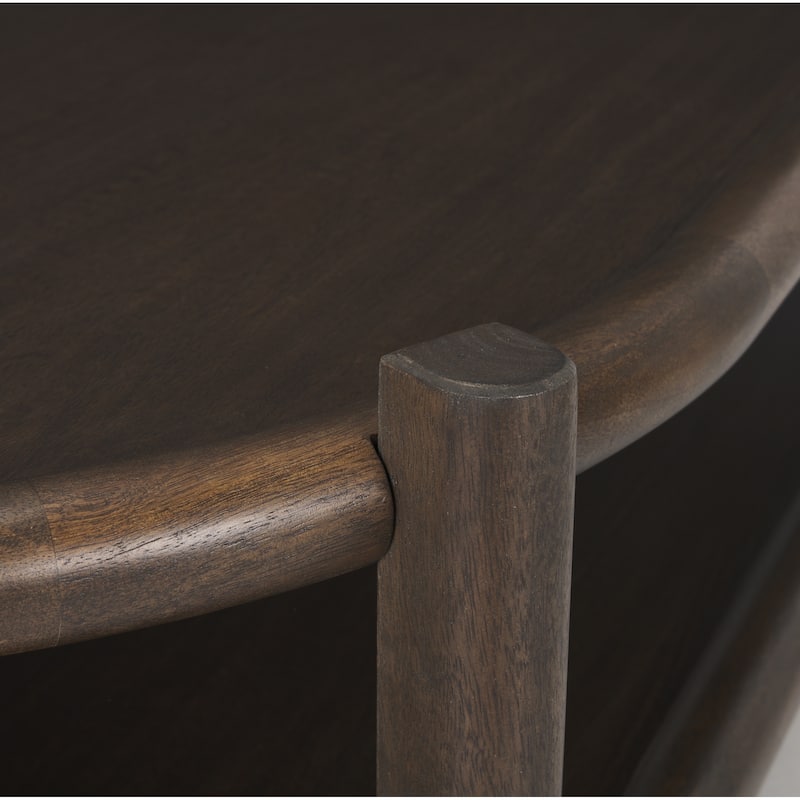 Romi Dark Brown Wood w/ Bottom Shelf Oval Coffee Table - 55.5L x 35.0W x 17.0H