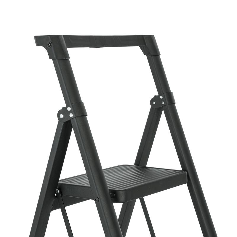Black 5 Step Stool Folding Step Stool with Tool Box