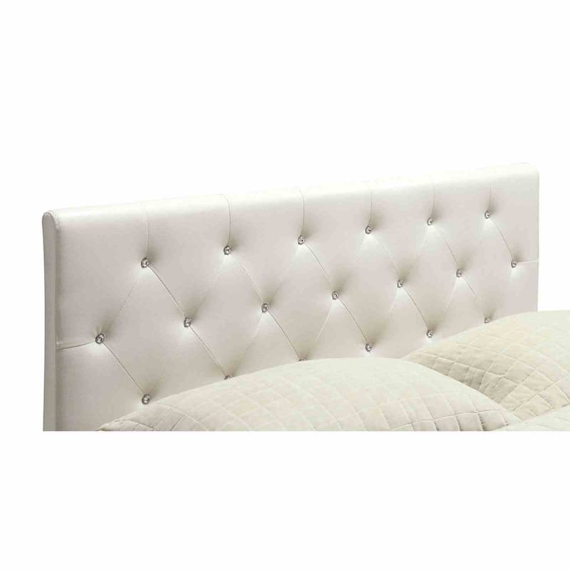 Contemporary White Finish 1pc Bed Fully Upholstered Button Tufted