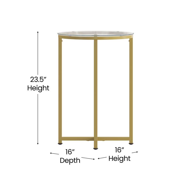 Glass Console Table with Criss Cross Matte Gold Frame - Occasional Table