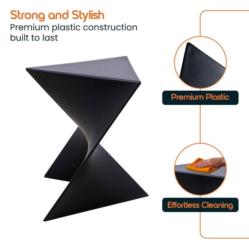 Randolph Modern Indoor Lightweight Side Table with Triangular Curved Design Accent End Table for Home Living Room or Bedroom