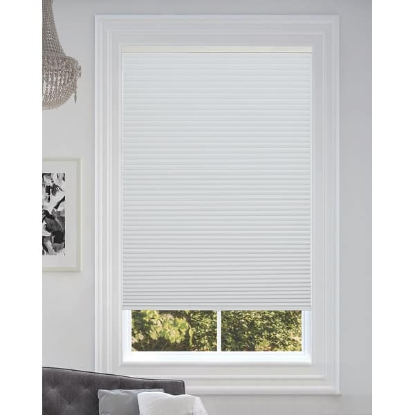slide 2 of 4, BlindsAvenue Cordless Blackout Cellular Honeycomb Shade, 9/16" Single Cell, White 18" W x 72" H
