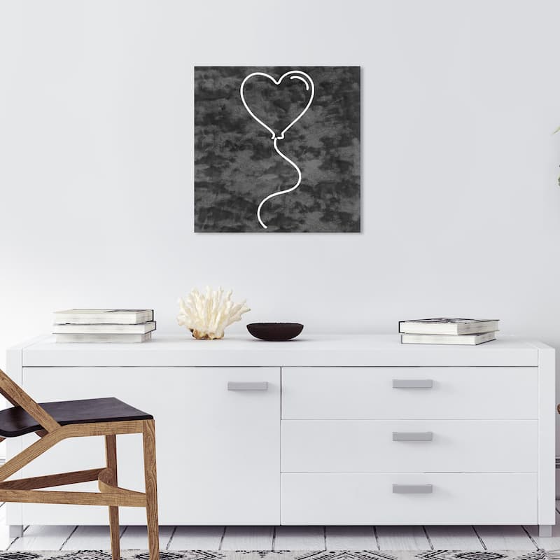 Wynwood Studio Canvas Fashion and Glam Soaring Heart Velvet Dark Gray and Dark Gray Modern & Contemporary Wall Art Canvas Print - 20 x 20