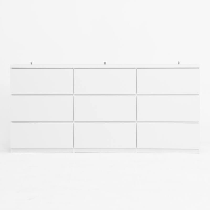 9-Drawer Cabinet for Bedroom, Wide Modern Chest of Drawers with No Handles Design for Living Room & Entryway