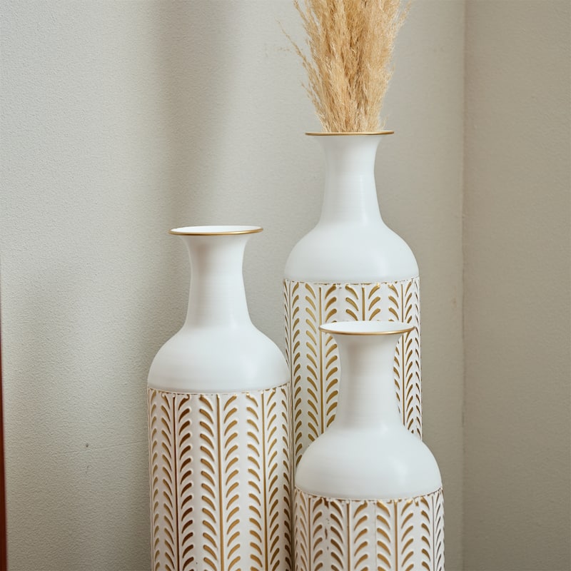 Modern Decoration Floor Metal Vase with Glazed (Set of 3)