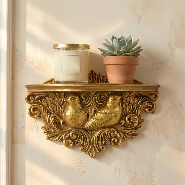 Birds Baroque Floating Wall Shelf