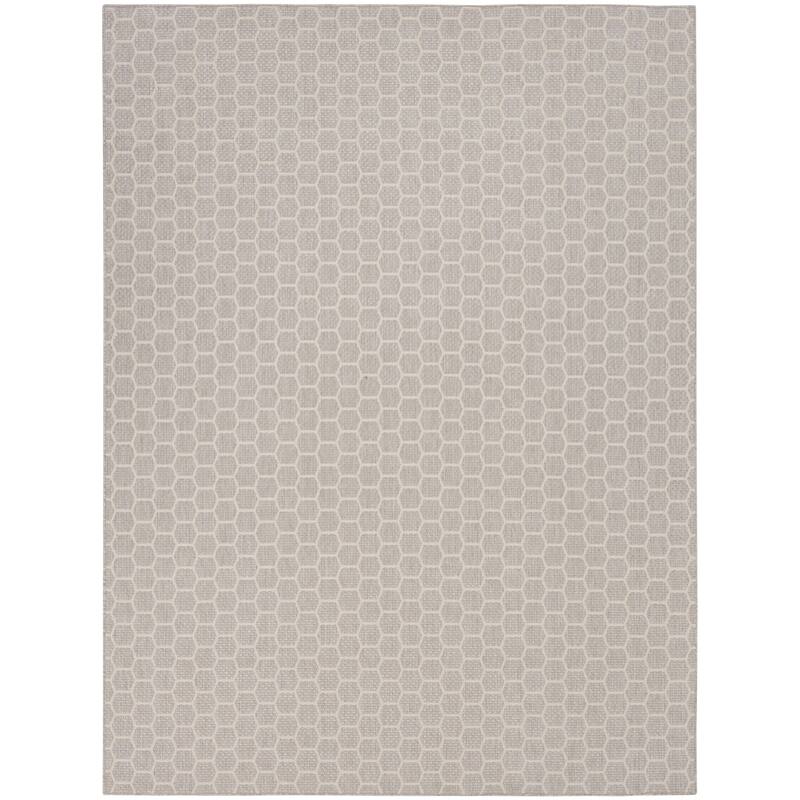 Nourison Reversible Indoor Outdoor Indoor/Outdoor Geometric Area Rug - 10' x 14' - Grey