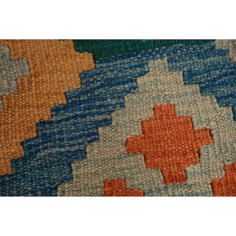 Hand Woven Oriental 100% Wool Carpet Southwestern Geometric Multi-Colored Kilim Area Rug - 8' 3'' X 5' 8''