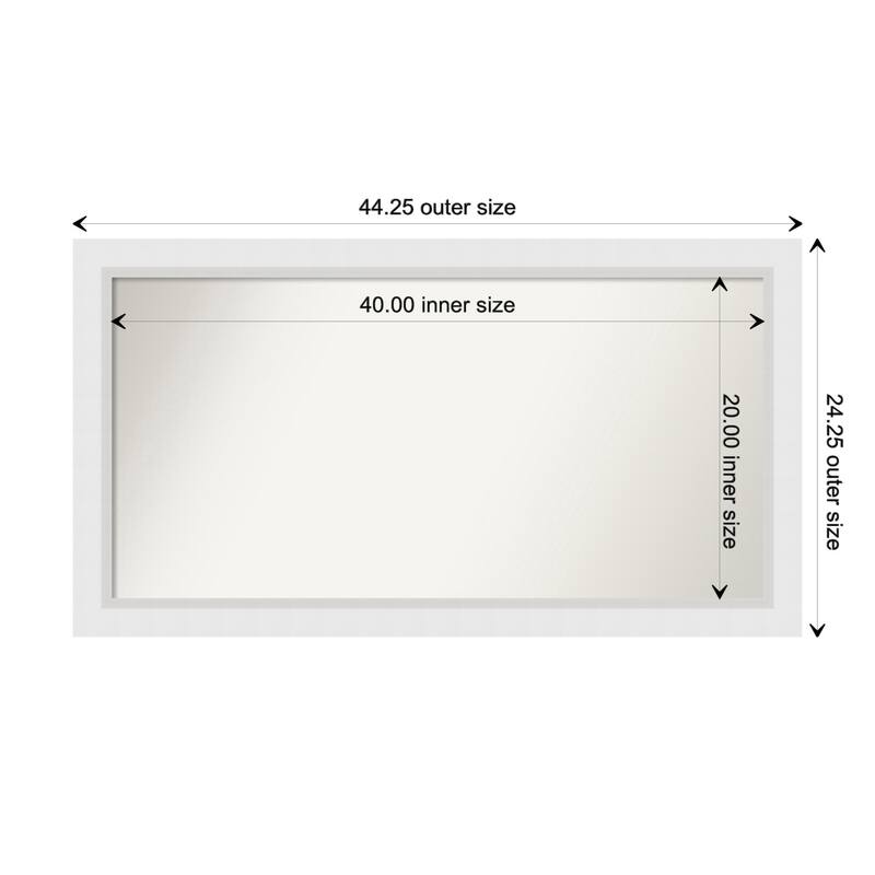 Blanco White Framed Non-Beveled Custom Wall Mirror, Bathroom Vanity Mirror - Outer Size: 44.25 x 24.25