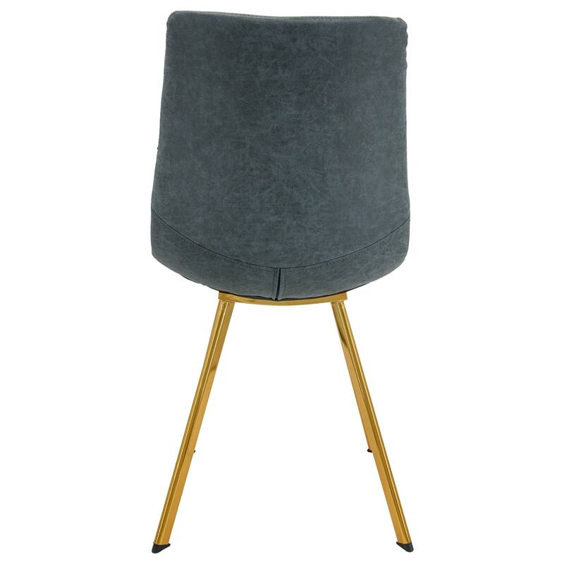 Markley Leather Dining Chair Set of 4 With Gold Metal Legs Modern Accent Side Chair