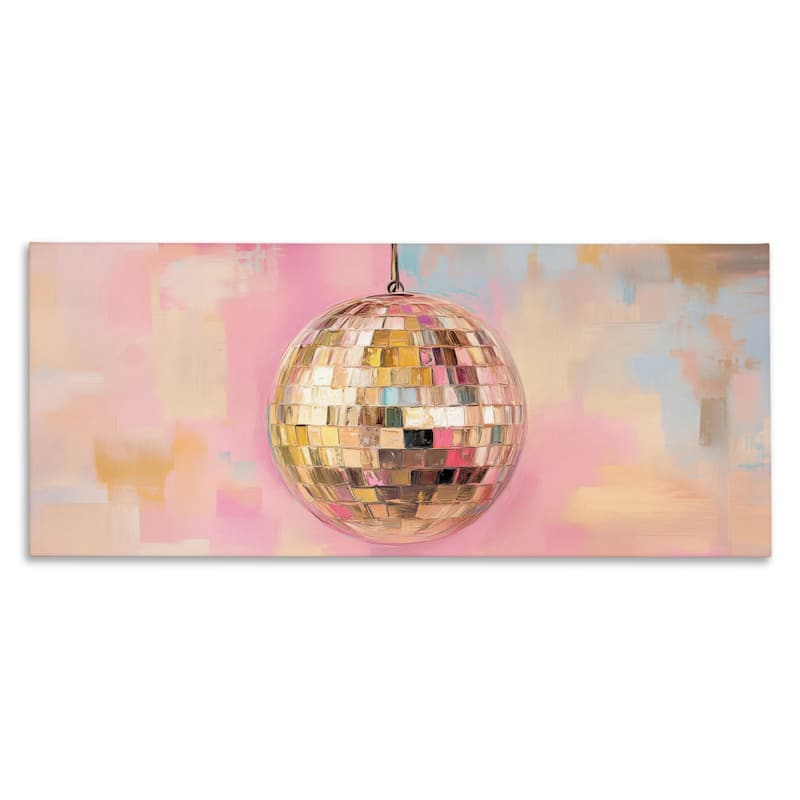 Stupell Gold Hued Disco Ball Canvas Wall Art Design By Nini Art - 30 x 13