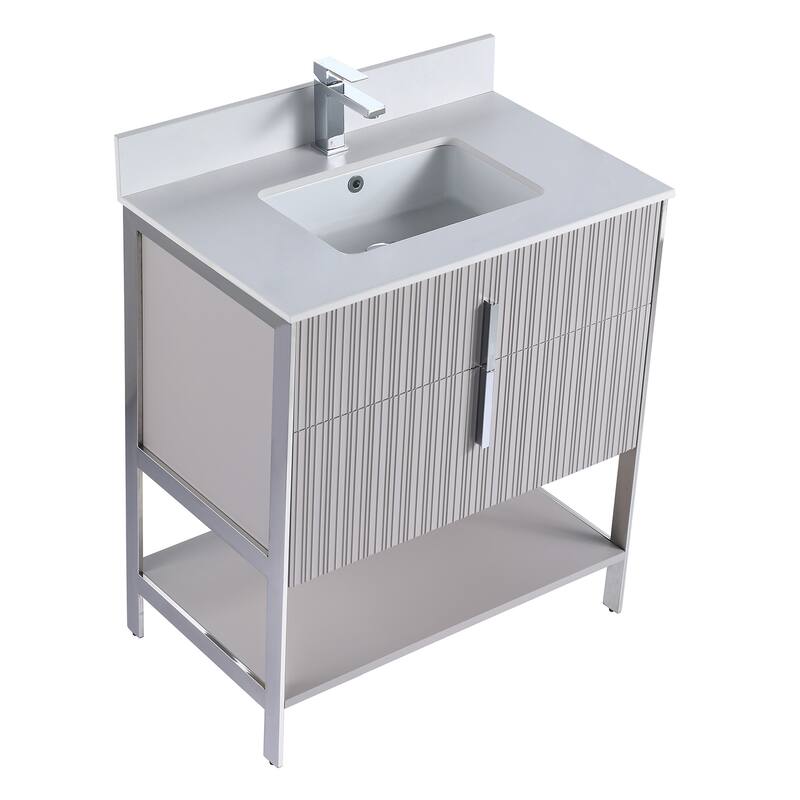 Fine Fixtures Serenity Modern Bathroom Vanity with White Stone Top