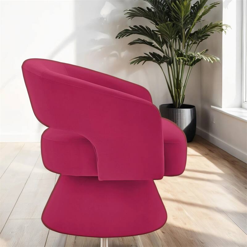 Modern Upholstered Velvet Swivel Barrel Chair with Armrest
