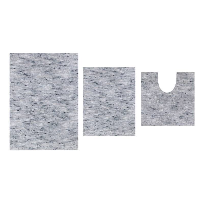 Home Weavers Cloud Comfort 100% Microfiber Bathroom Rug, Non Slip Bath Mat Water Absorbent Soft Microfiber Shaggy Mat - 3 PC Set
