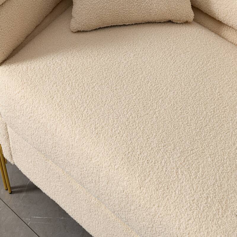 Velvet Upholstered Sofa,Gold Metal Legs,Pillows Included,Living Room