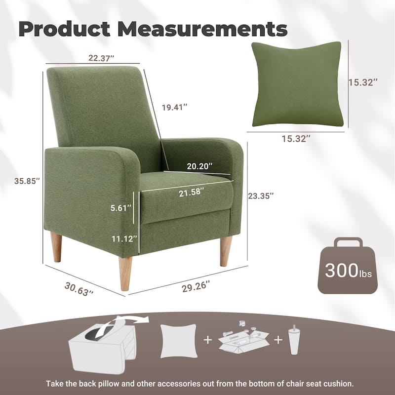 RENEWLINE Modern Accent Chair with Pillow & Walnut Legs - Lounge Seat for Living Room, Compact Design