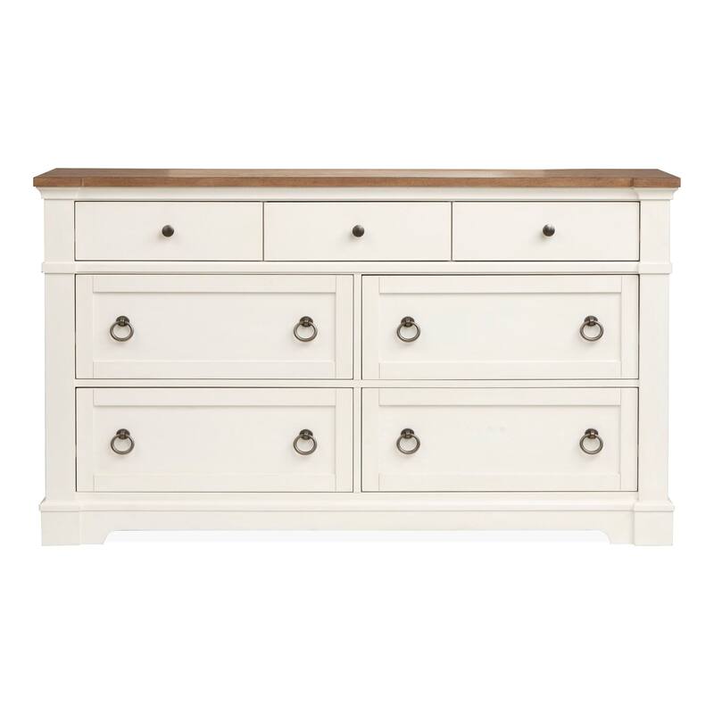 Magnussen Home Kingston Whisper White and Cerused Nutmeg Drawer Dresser