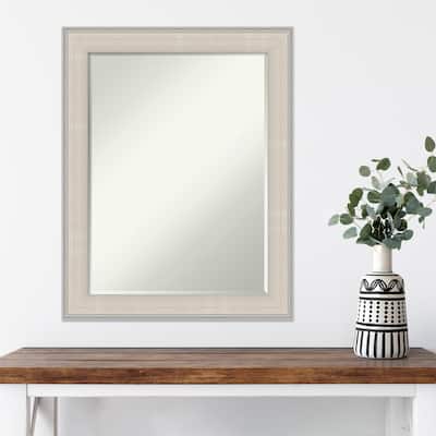 Cottage White Silver Half-Inch-Bevel Wood Framed Wall Mirror - Cottage White Silver - Glass Size 18x24