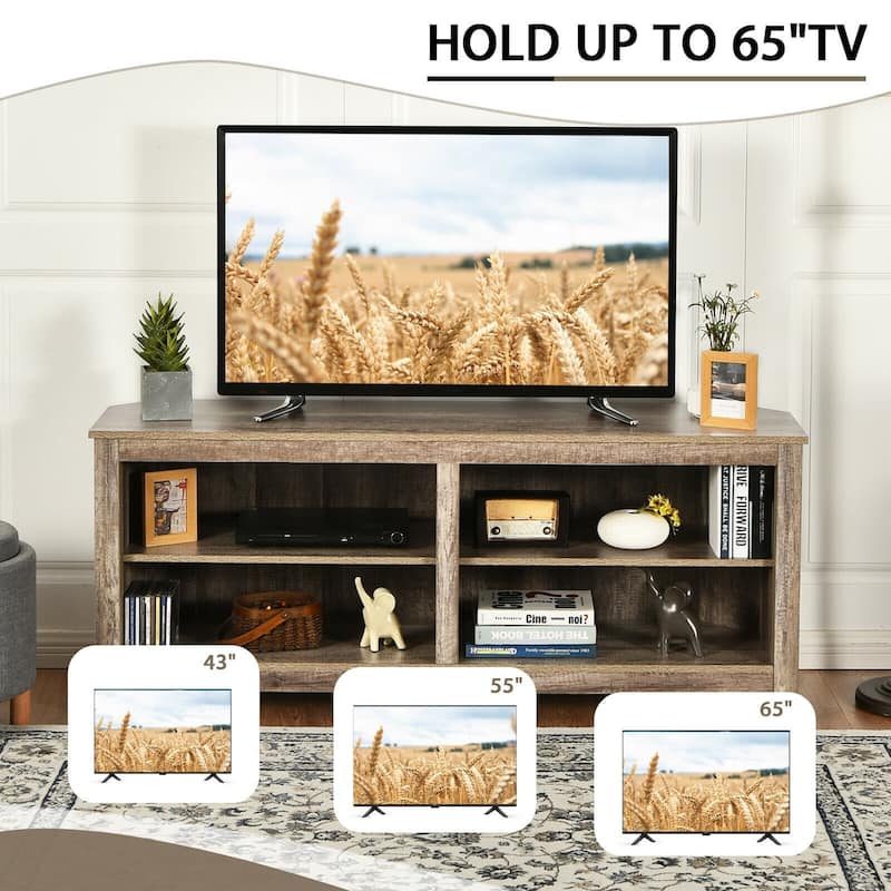 4 Cubby Entertainment Media Console with Shelves - 58" x 16" x 23.5" (L x W x H)