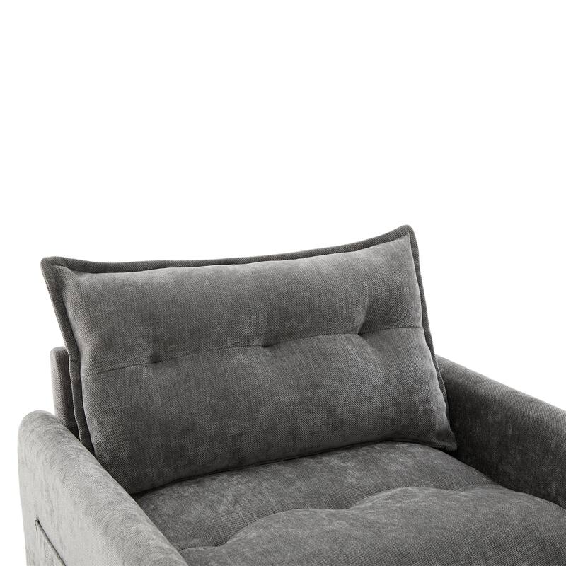 Chenille 360° Swivel Barrel Chair with Memory Foam and Side Pockets