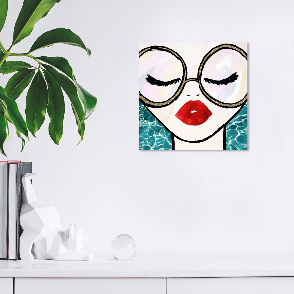 Wynwood Studio Canvas Fashion and Glam Ready and Empowered Gold Blue and Turquoise Glam Wall Art Canvas Print