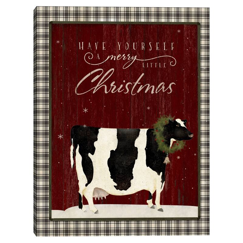Christmas Farm Cow Canvas Art Print