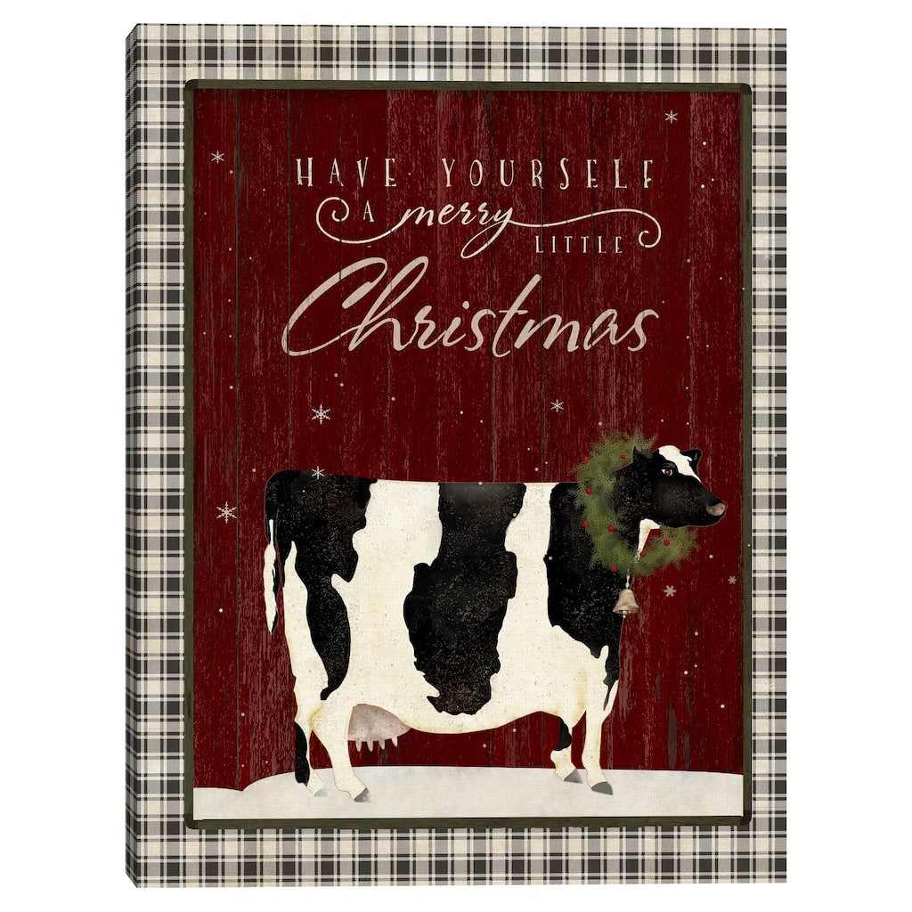 Christmas Farm Cow Canvas Art Print