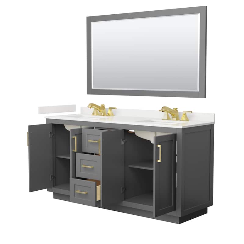 Miranda 66-inch Double Vanity, Quartz Top, 58-inch Mirror