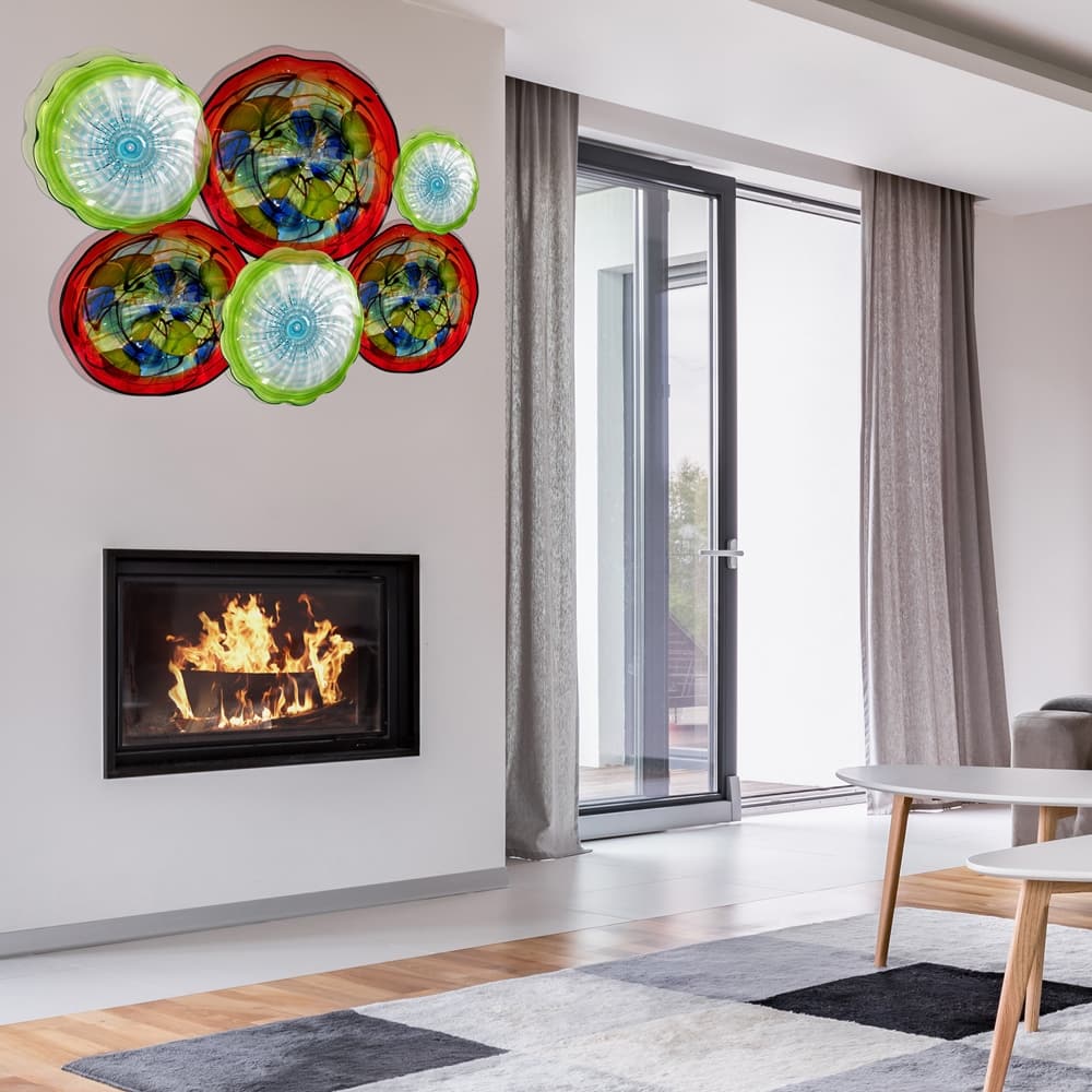 Trapani 6-Plate Hand Blown Art Glass Collage Wall Art Decor