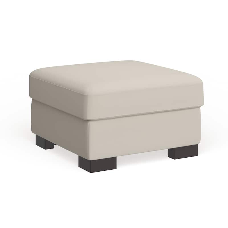 Lionel White Cotton Fabric Down-Filled Ottoman by iNSPIRE Q Artisan - Off White - Medium