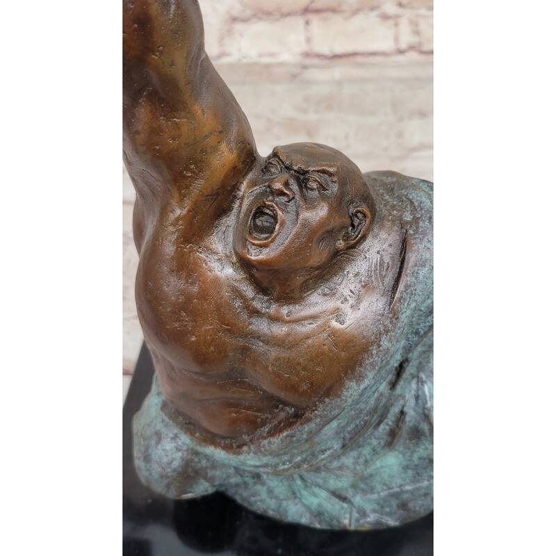 Abstract Weightlifter Powerlifter Athlete Bronze Sculpture By Milo