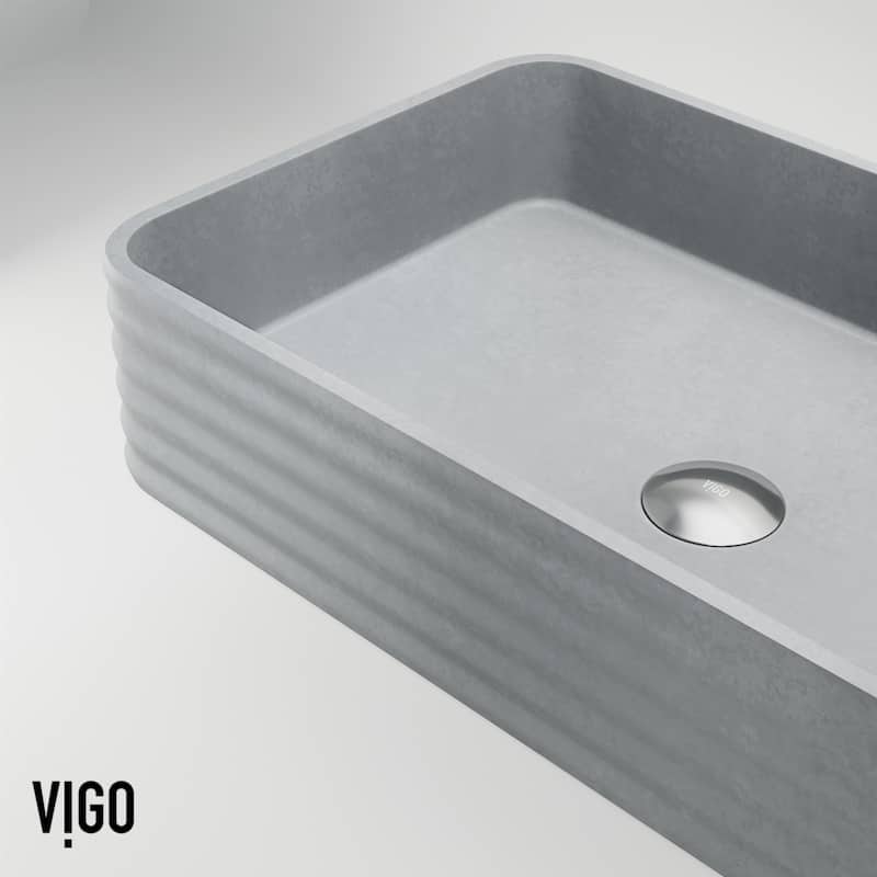 VIGO Cadman 21"L x 14"W Concrete Vessel Sink and Apollo 12"H Faucet Set