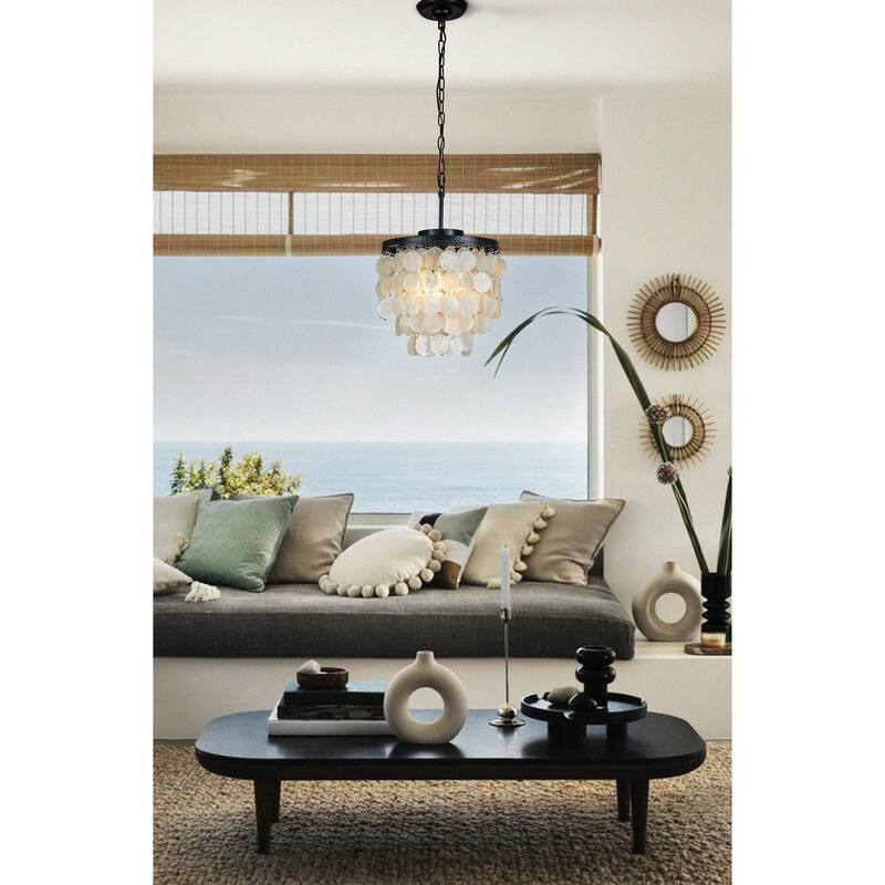 DancyHome Mese - 3 Light Coastal Capiz Shell Chandelier