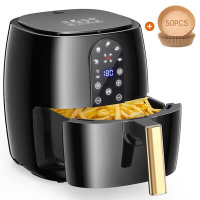 5.2QT Air Fryer Oven Oilless Cooker, 5-in-1 Hot Air Fryers with LED Touch Screen and 50PCS Paper Liners