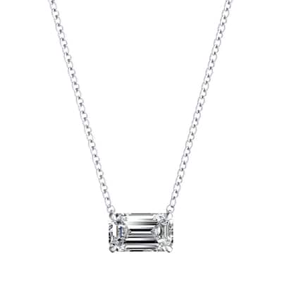 Auriya 14K Gold Lab Grown Emerald Diamond Floating East-West Solitaire Necklace 0.25 to 5.00 ct. tw. (F-G VS)