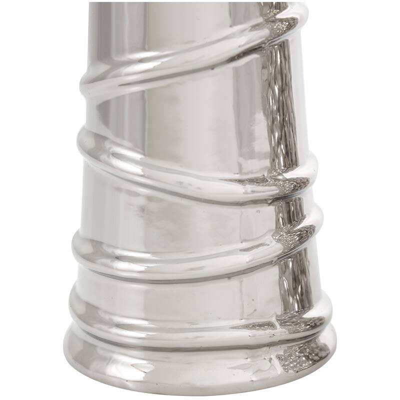 CosmoLiving by Cosmopolitan Sleek Ceramic Glam Vase with Varying Patterns (Set of 3) - Silver, Gold, Dark Blue, White