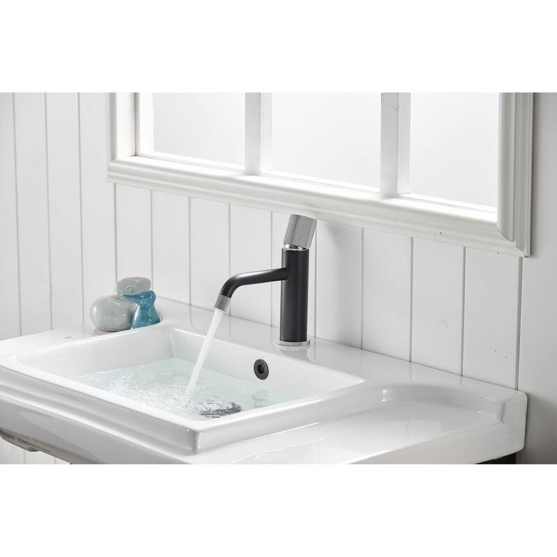 Single Handle 1-Hole Vessel Bathroom Faucet Modern Design - Black