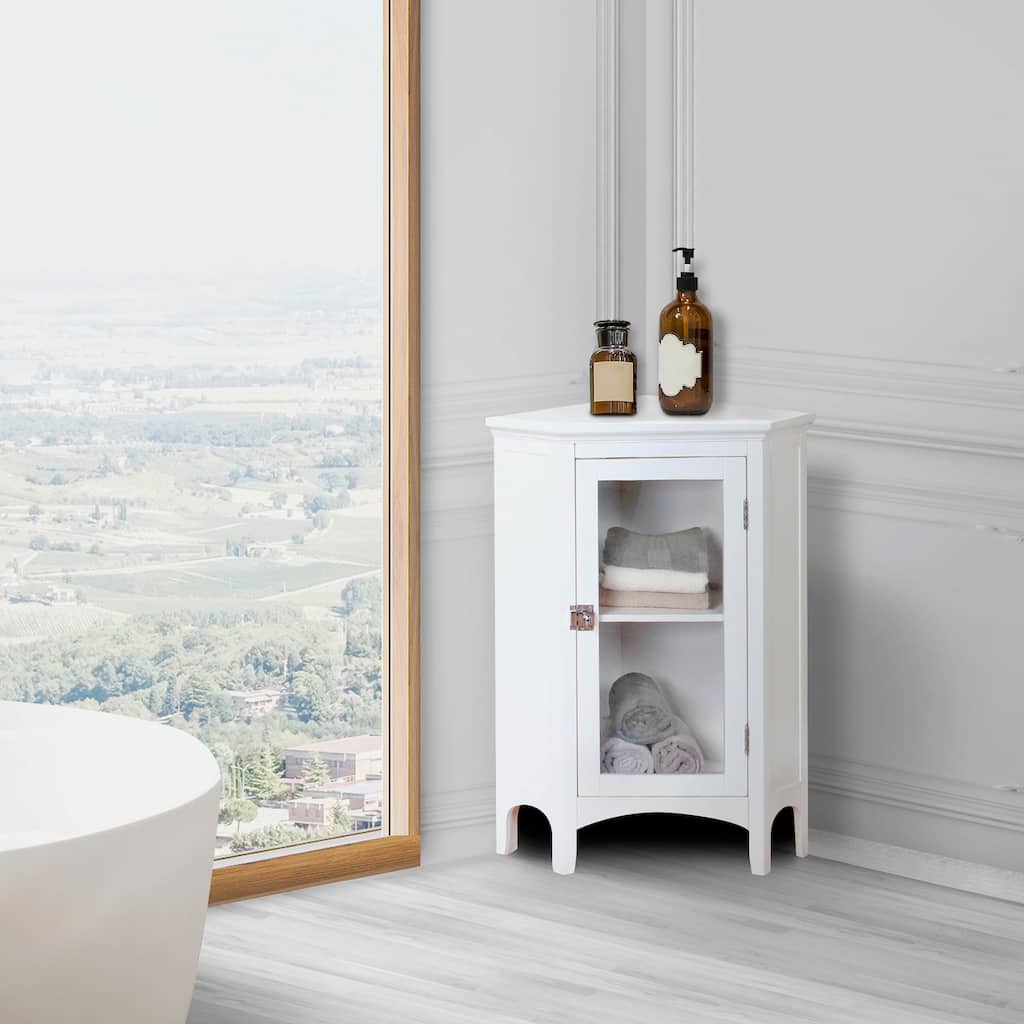 Madison White Corner Floor Cabinet