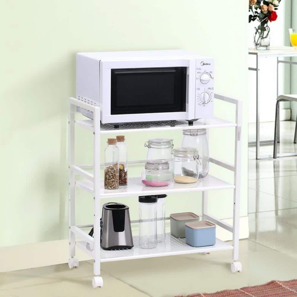 3-Tier Multi-function Rack Shelves Widen Rolling Kitchen Bathroom Storage Utility Cart