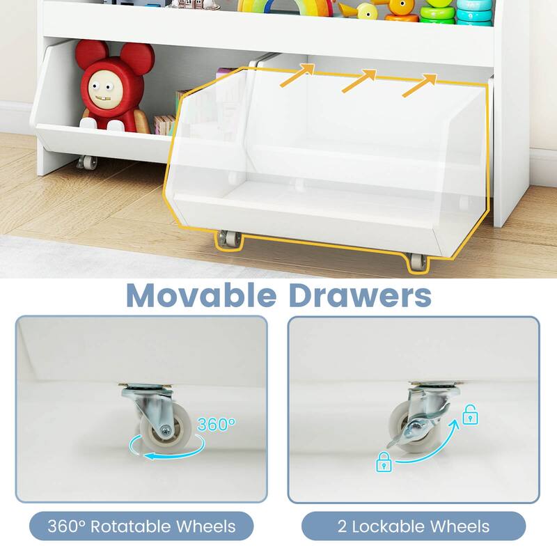 Costway Kids Toy Storage Organizer with 2 Movable Drawers Open Shelf - See Details