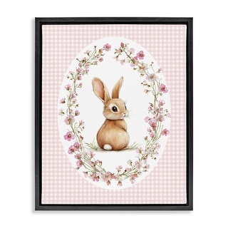 Stupell Spring Gingham Rabbit Framed Floater Canvas Wall Art Design By ...